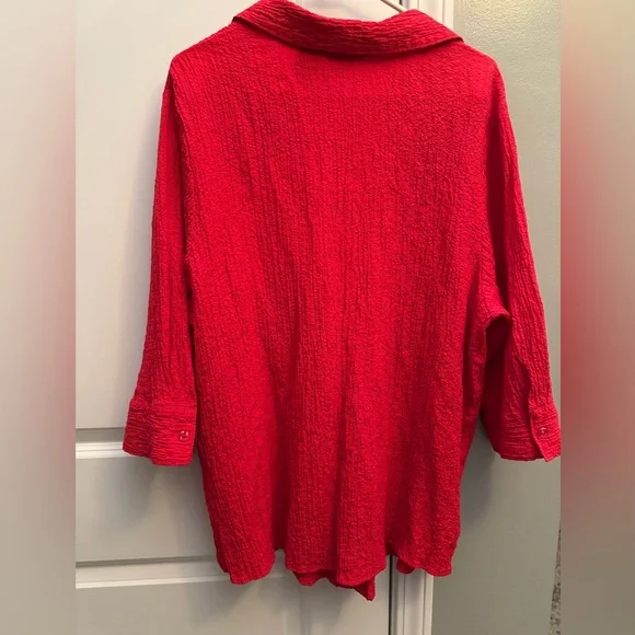 Red Casual Button Down Shirt - Picture 2 of 4